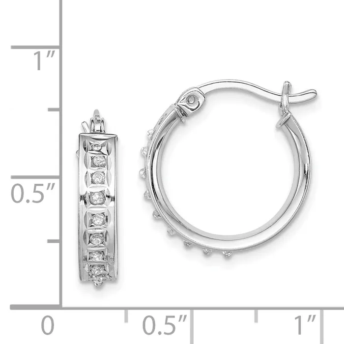 Goldia Earrings Sterling Silver Diamond Mystique Round Hoop Earrings