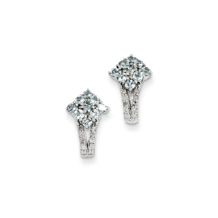 Goldia Earrings Sterling Silver Diamond u0026 Aquamarine Square Post Earrings Goldia Earrings Sterling Silver Diamond u0026 Aquamarine Square Post Earrings