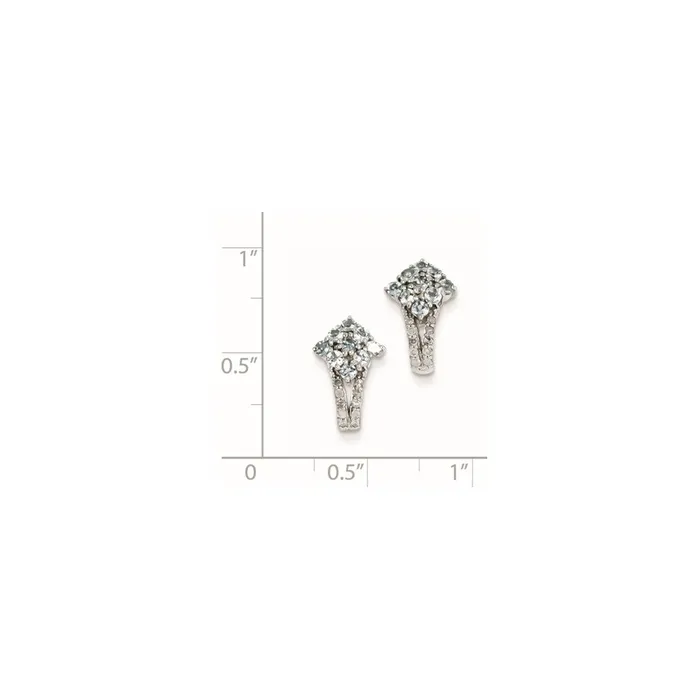Goldia Earrings Sterling Silver Diamond u0026 Aquamarine Square Post Earrings