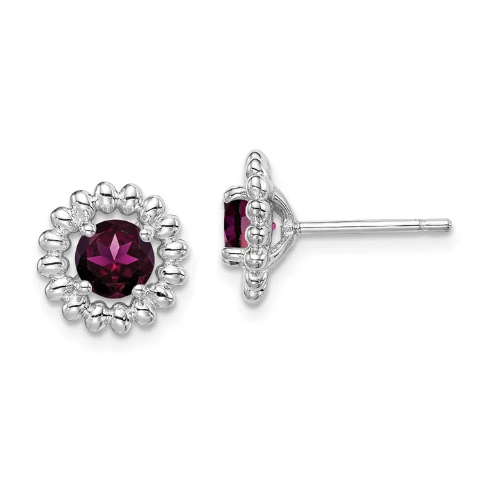 Goldia Earrings Sterling Silver Rhodplat Rhodolite Garnet Earrings