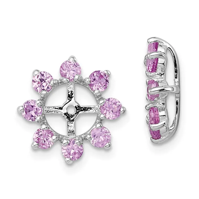 Goldia Earrings Sterling Silver Rhodium Created Pink Sapphire Earring Jacket Goldia Earrings Sterling Silver Rhodium Created Pink Sapphire Earring Jacket