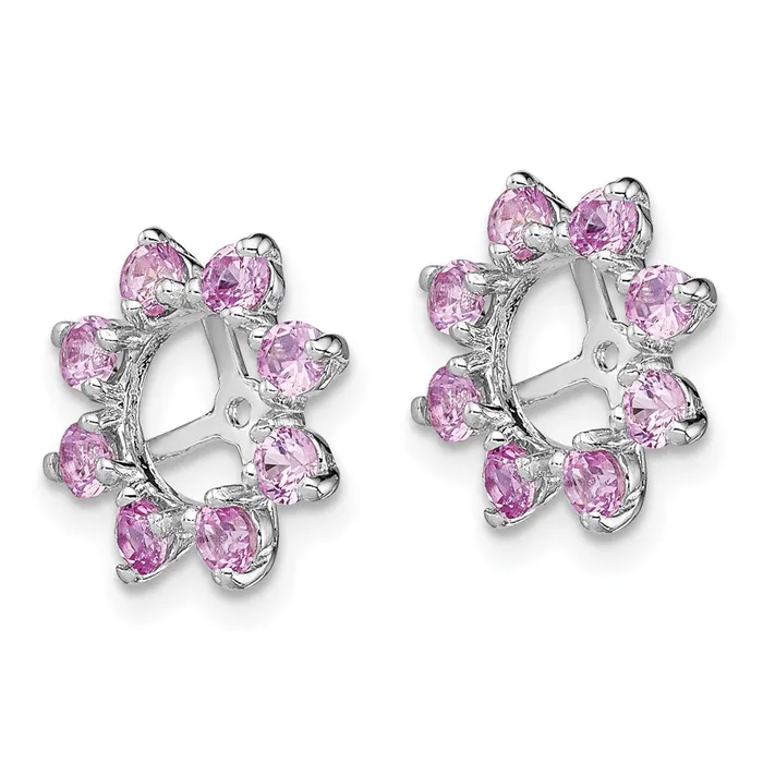Goldia Earrings Sterling Silver Rhodium Created Pink Sapphire Earring Jacket