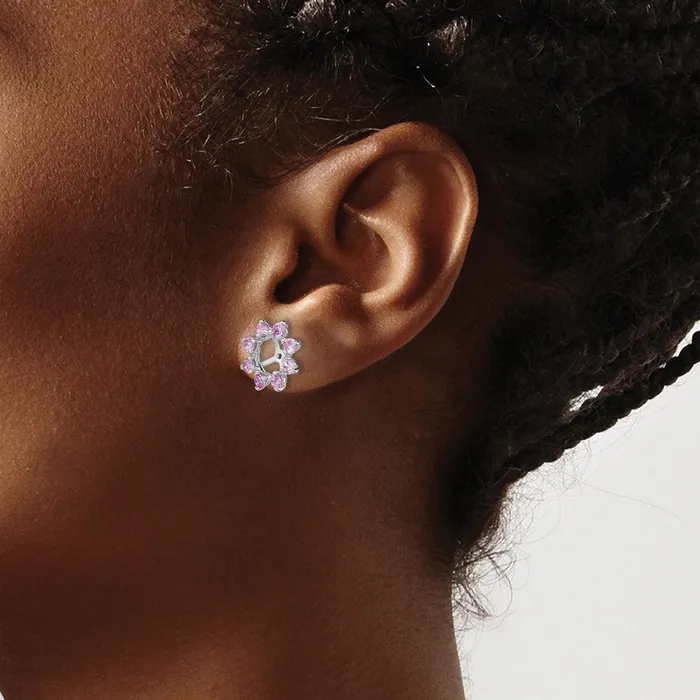 Goldia Earrings Sterling Silver Rhodium Created Pink Sapphire Earring Jacket