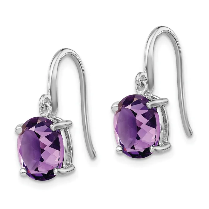 Goldia Earrings Sterling Silver Rhodium Plated Amethyst Wire Earrings
