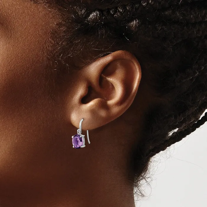 Goldia Earrings Sterling Silver Rhodium Plated Amethyst Wire Earrings