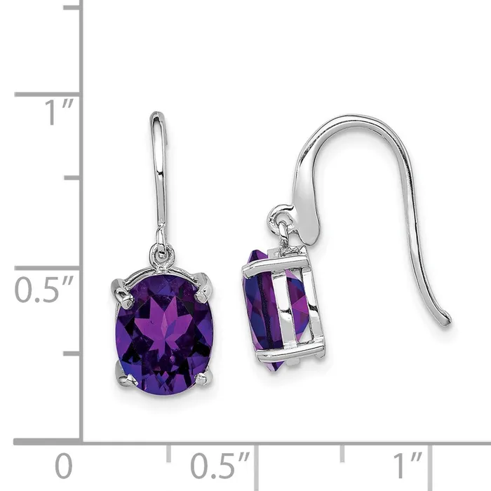 Goldia Earrings Sterling Silver Rhodium Plated Amethyst Wire Earrings
