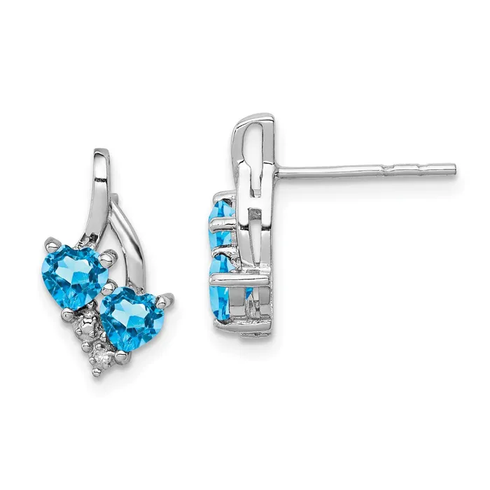 Goldia Earrings Sterling Silver Rhodiumplated Blue Topaz Diamond Earrings