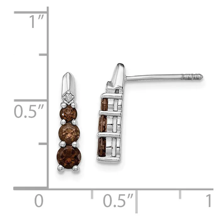 Goldia Earrings Sterling Silver Rhodiumplated Smoky Quartz Diamond Earrings