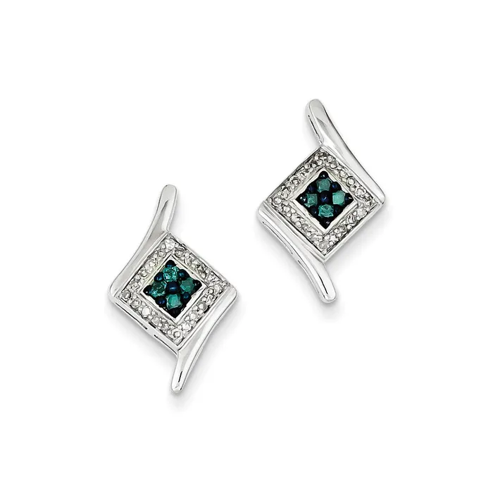 Goldia Earrings Sterling Silver White u0026 Blue Cluster Diamond Post Earrings Goldia Earrings Sterling Silver White u0026 Blue Cluster Diamond Post Earrings