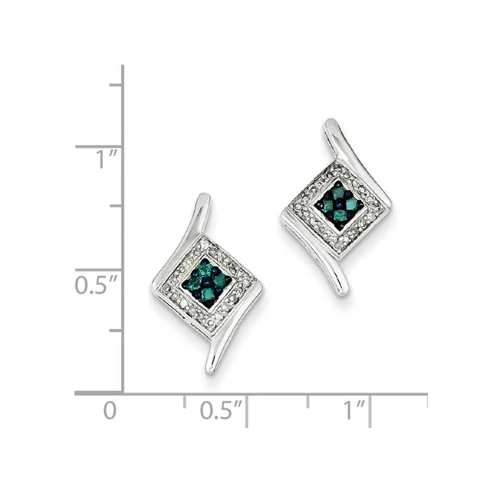 Goldia Earrings Sterling Silver White u0026 Blue Cluster Diamond Post Earrings