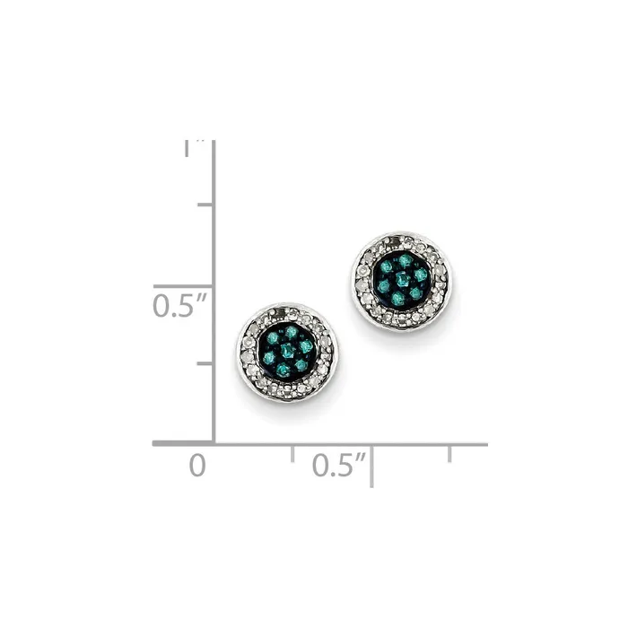 Goldia Earrings Sterling Silver White u0026 Blue Diamond Stud Earrings