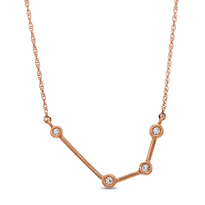 Goldia Necklaces 005 CT TW Natural Diamond Aquarius Constellation BezelSet Necklace in 10K Rose Gold Goldia Necklaces 005 CT TW Natural Diamond Aquarius Constellation BezelSet Necklace in 10K Rose Gold