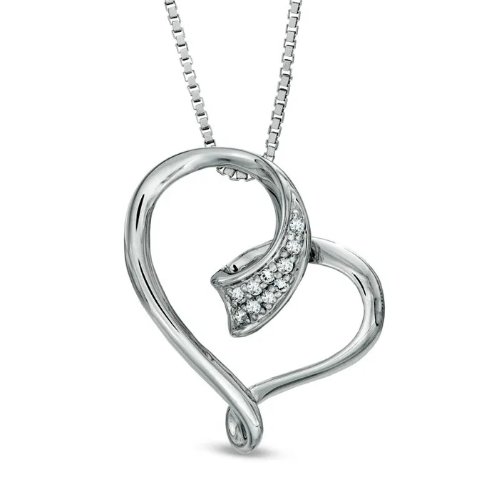 Goldia Necklaces 005 CT TW Natural Diamond Looping Heart Pendant in Sterling Silver Goldia Necklaces 005 CT TW Natural Diamond Looping Heart Pendant in Sterling Silver