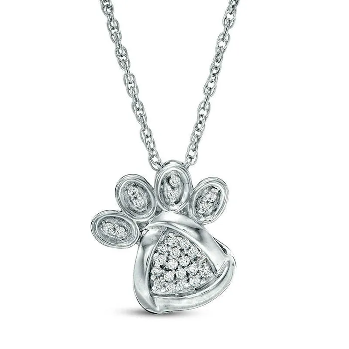 Goldia Necklaces 005 CT TW Natural Diamond Love Knot Dog Paw Print Pendant in Sterling Silver Goldia Necklaces 005 CT TW Natural Diamond Love Knot Dog Paw Print Pendant in Sterling Silver