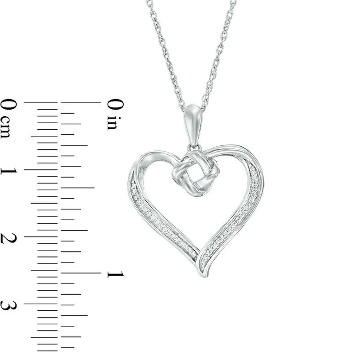 Goldia Necklaces 007 CT TW Natural Diamond Love Knot Heart Pendant in Sterling Silver Goldia Necklaces 007 CT TW Natural Diamond Love Knot Heart Pendant in Sterling Silver
