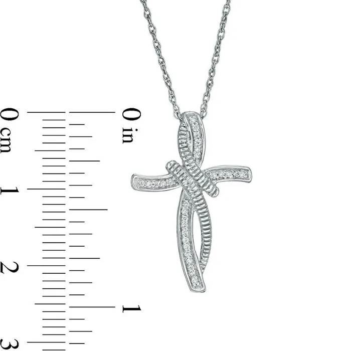 Goldia Necklaces 01 CT TW Natural Diamond Bypass Cross Pendant in Sterling Silver Goldia Necklaces 01 CT TW Natural Diamond Bypass Cross Pendant in Sterling Silver