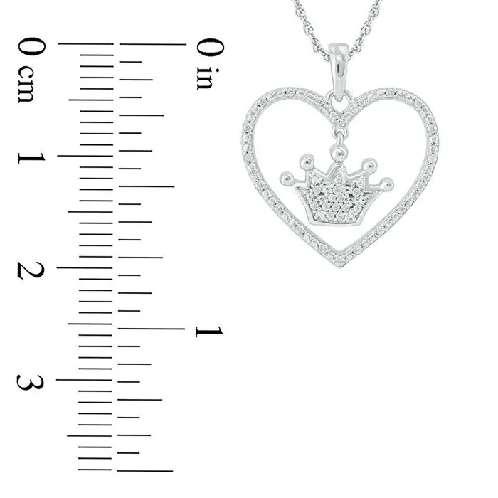 Goldia Necklaces 01 CT TW Natural Diamond Heart Outline with Crown Drop center Pendant in 10K White Gold Goldia Necklaces 01 CT TW Natural Diamond Heart Outline with Crown Drop center Pendant in 10K White Gold