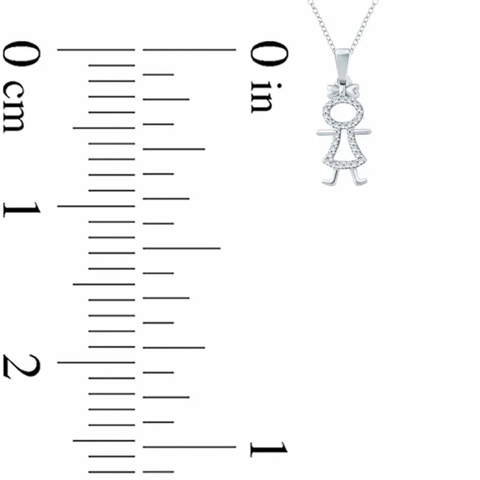 Goldia Necklaces 01 CT TW Natural Diamond Little Girl Pendant in Sterling Silver Goldia Necklaces 01 CT TW Natural Diamond Little Girl Pendant in Sterling Silver