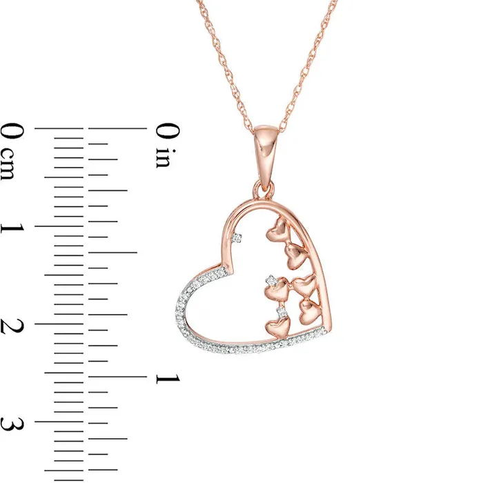 Goldia Necklaces 01 CT TW Scattered Natural Diamond Tilted Heart Outline Pendant in 10K Rose Gold Goldia Necklaces 01 CT TW Scattered Natural Diamond Tilted Heart Outline Pendant in 10K Rose Gold