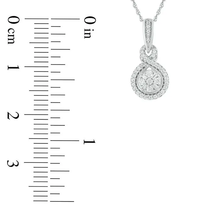 Goldia Necklaces 02 CT TW Baguette and Round Natural Diamond Frame Twist Pendant in 10K White Gold Goldia Necklaces 02 CT TW Baguette and Round Natural Diamond Frame Twist Pendant in 10K White Gold