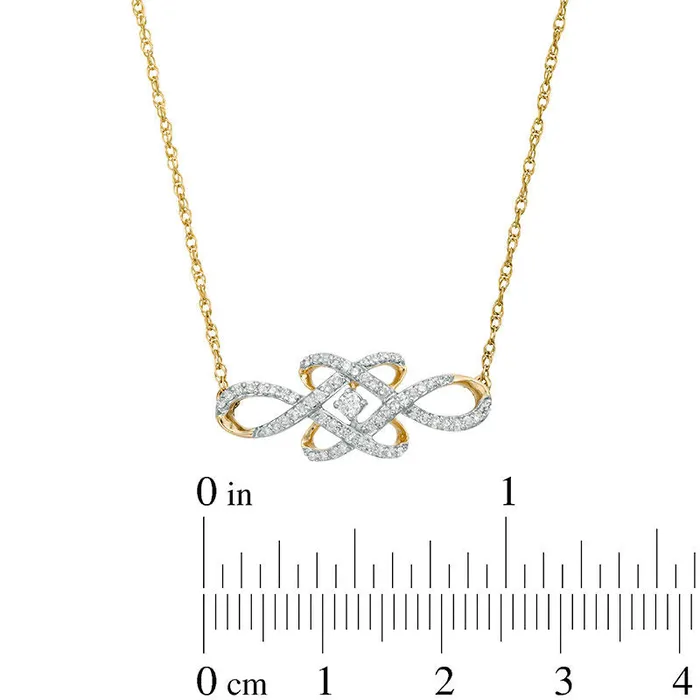 Goldia Necklaces 02 CT TW Natural Diamond Woven Knot Necklace in 10K Yellow Gold 17 Goldia Necklaces 02 CT TW Natural Diamond Woven Knot Necklace in 10K Yellow Gold 17