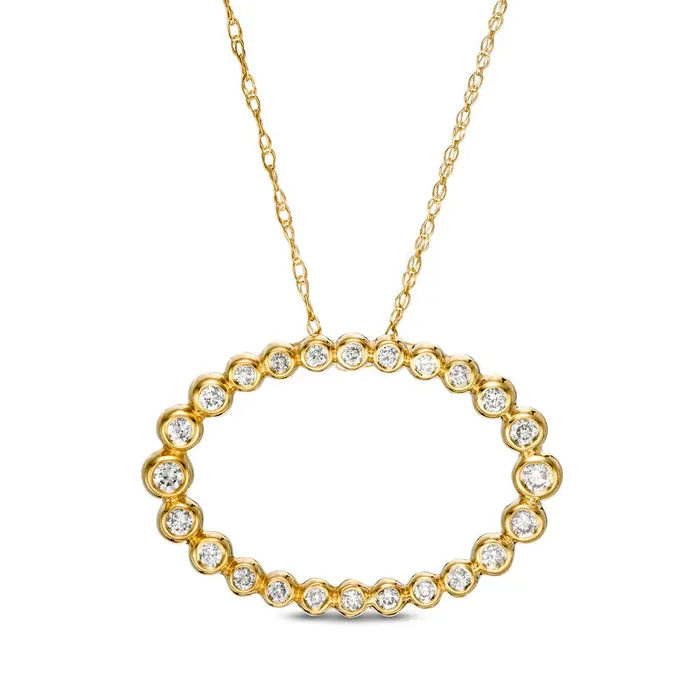 Goldia Necklaces 025 CT TW Natural Diamond Sideways Open Oval Pendant in 10K Yellow Gold Goldia Necklaces 025 CT TW Natural Diamond Sideways Open Oval Pendant in 10K Yellow Gold