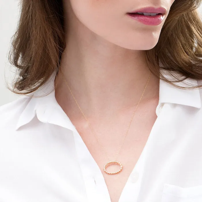 Goldia Necklaces 025 CT TW Natural Diamond Sideways Open Oval Pendant in 10K Yellow Gold Goldia Necklaces 025 CT TW Natural Diamond Sideways Open Oval Pendant in 10K Yellow Gold