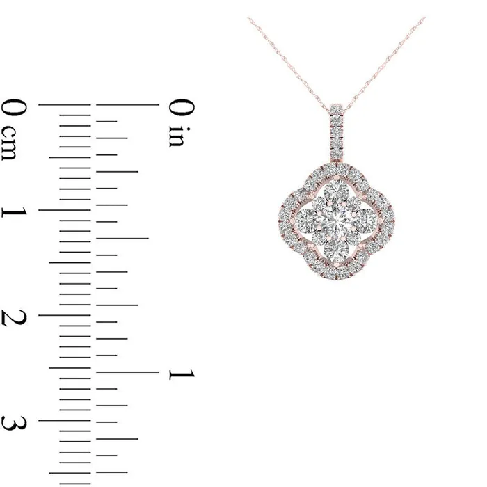 Goldia Necklaces 038 CT TW Natural Diamond Clover Frame Pendant in 10K Rose Gold Goldia Necklaces 038 CT TW Natural Diamond Clover Frame Pendant in 10K Rose Gold