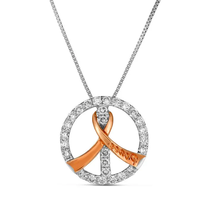 Goldia Necklaces 038 CT TW Natural Diamond Peace Ribbon Circle Pendant in 10K TwoTone Gold Goldia Necklaces 038 CT TW Natural Diamond Peace Ribbon Circle Pendant in 10K TwoTone Gold