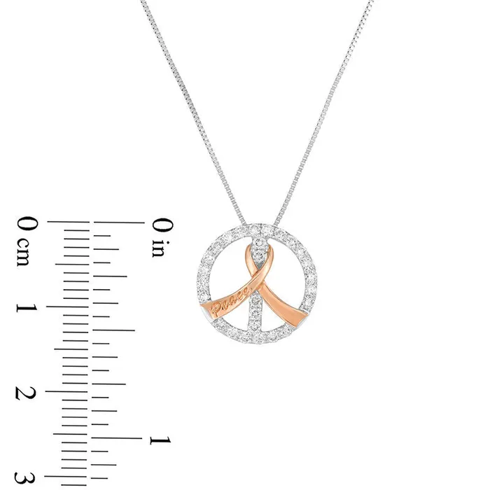Goldia Necklaces 038 CT TW Natural Diamond Peace Ribbon Circle Pendant in 10K TwoTone Gold Goldia Necklaces 038 CT TW Natural Diamond Peace Ribbon Circle Pendant in 10K TwoTone Gold