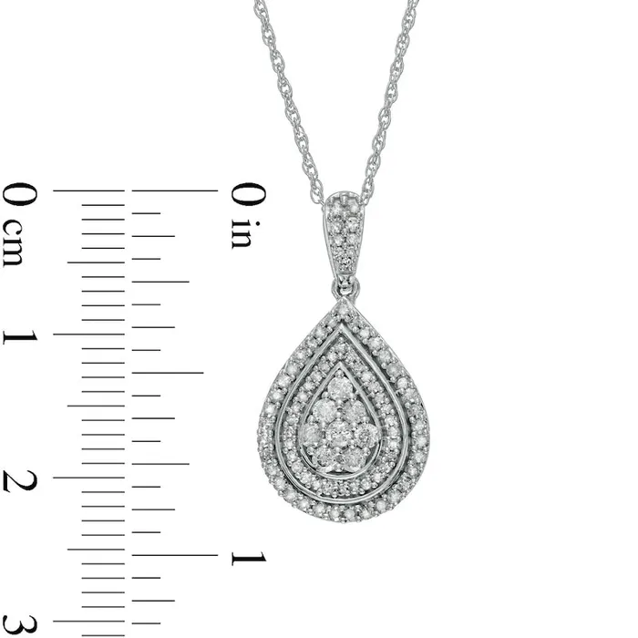 Goldia Necklaces 05 CT TW Composite Natural Diamond Teardrop Pendant in 10K White Gold Goldia Necklaces 05 CT TW Composite Natural Diamond Teardrop Pendant in 10K White Gold
