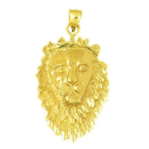 Goldia Necklaces 14K Gold 34MM Lion Head Pendant
