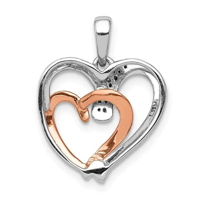 Goldia Necklaces 14k White and Rose Gold 120ct Real Diamond Double Heart Pendant