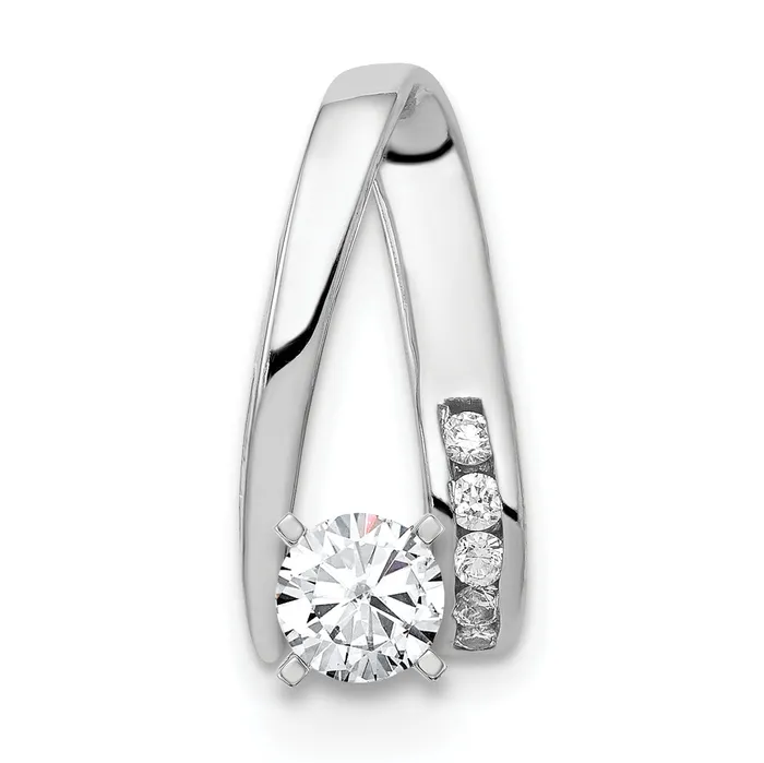Goldia Necklaces 14k White Gold 58 Ct Lab Grown Diamond VSSI G Round Chain Slide Pendant Goldia Necklaces 14k White Gold 58 Ct Lab Grown Diamond VSSI G Round Chain Slide Pendant