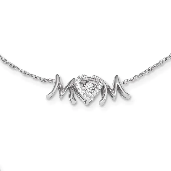 Goldia Necklaces 14k White Gold MOM Vibrant Real Diamond 18in Necklace