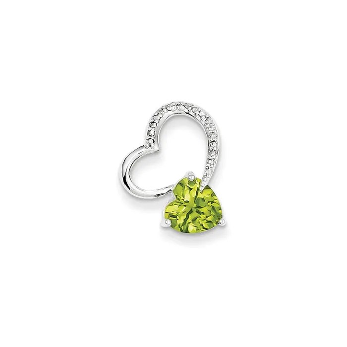 Goldia Necklaces 14k White Gold Real Diamond and Peridot Heart Pendant