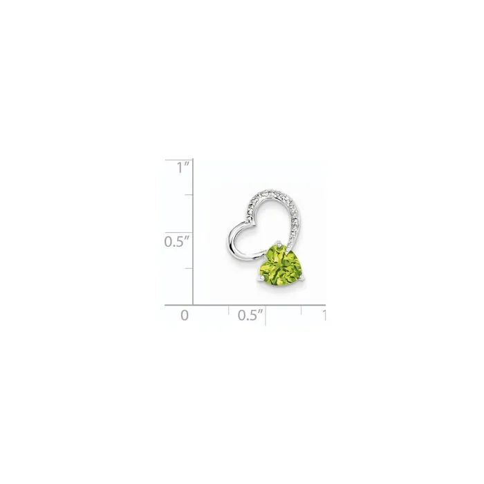 Goldia Necklaces 14k White Gold Real Diamond and Peridot Heart Pendant