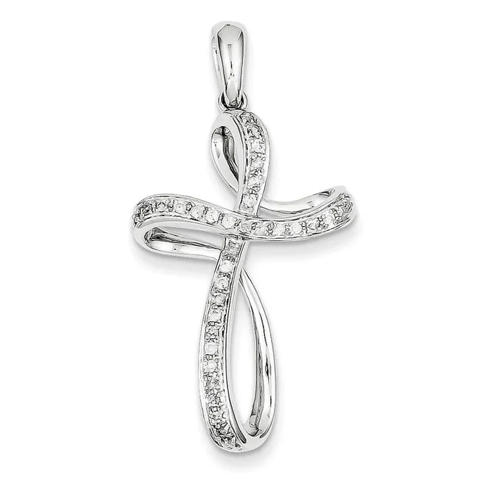 Goldia Necklaces 14K White Gold u0026 Real Diamond Cross Pendant