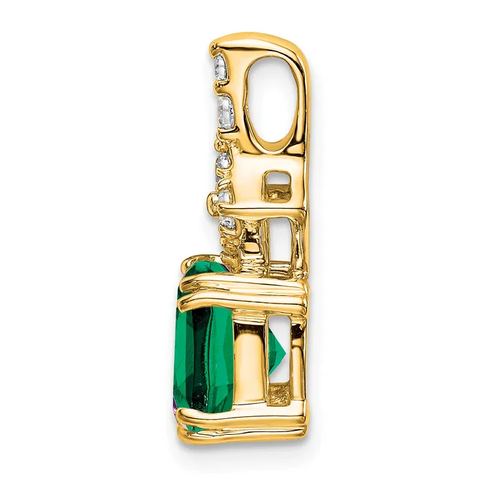 Goldia Necklaces 14k Yellow Gold 15 Ct Lab Grown Diamond VSSI G and Lab Created Emerald Pendant