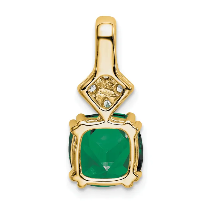 Goldia Necklaces 14k Yellow Gold 15 Ct Lab Grown Diamond VSSI G and Lab Created Emerald Pendant