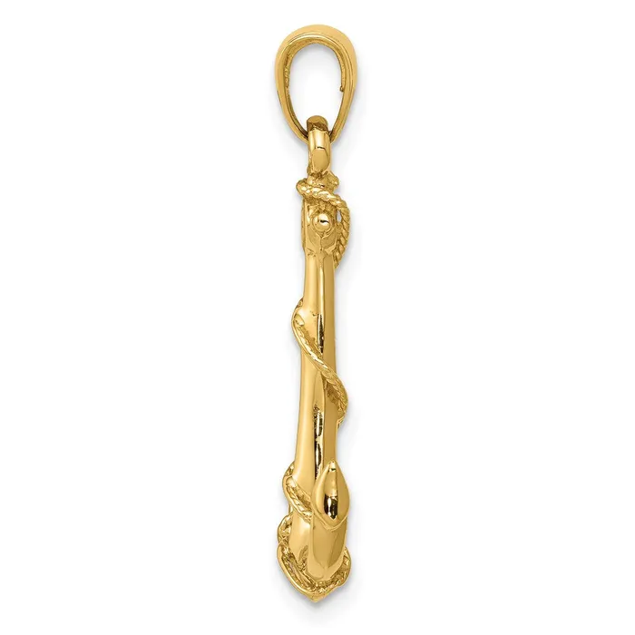 Goldia Necklaces 14k Yellow Gold 3D Anchor WRope Pendant