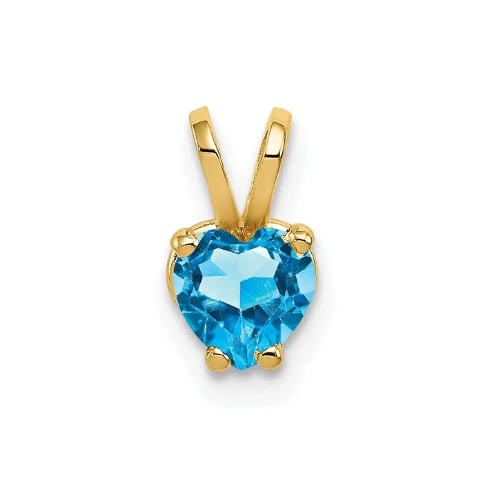 Goldia Necklaces 14K Yellow Gold 5mm Heart Blue Topaz pendant