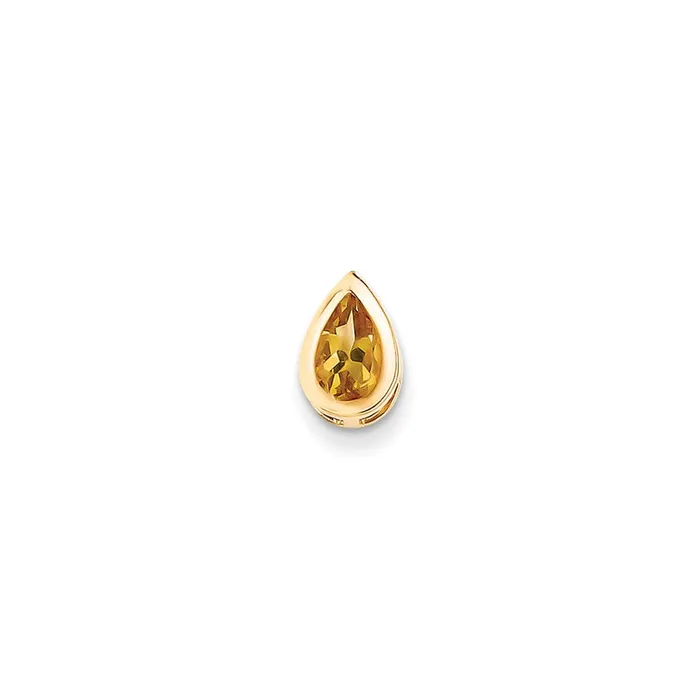 Goldia Necklaces 14K Yellow Gold 8x5mm Pear Citrine bezel pendant