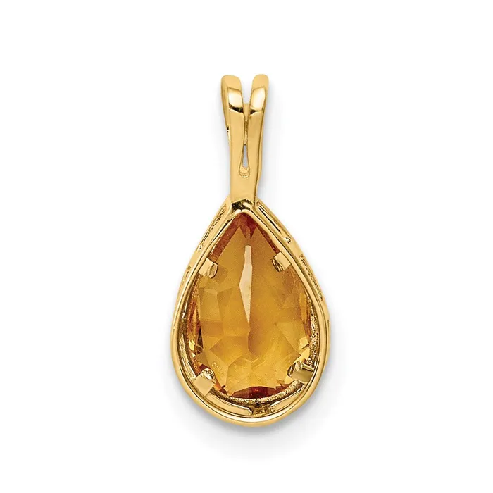 Goldia Necklaces 14K Yellow Gold 8x5mm Pear Citrine bezel pendant