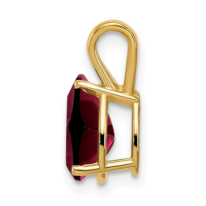 Goldia Necklaces 14K Yellow Gold 9x6mm Pear Garnet Checker pendant