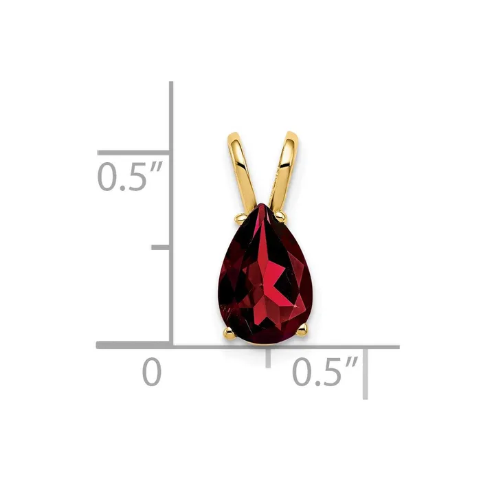 Goldia Necklaces 14K Yellow Gold 9x6mm Pear Garnet Checker pendant