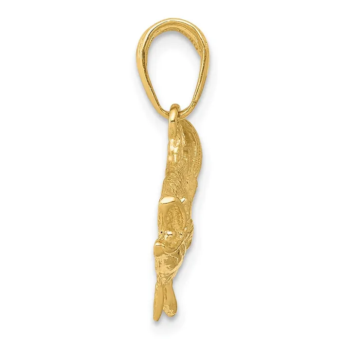Goldia Necklaces 14k Yellow Gold Open Mouthed Bass Fish Pendant