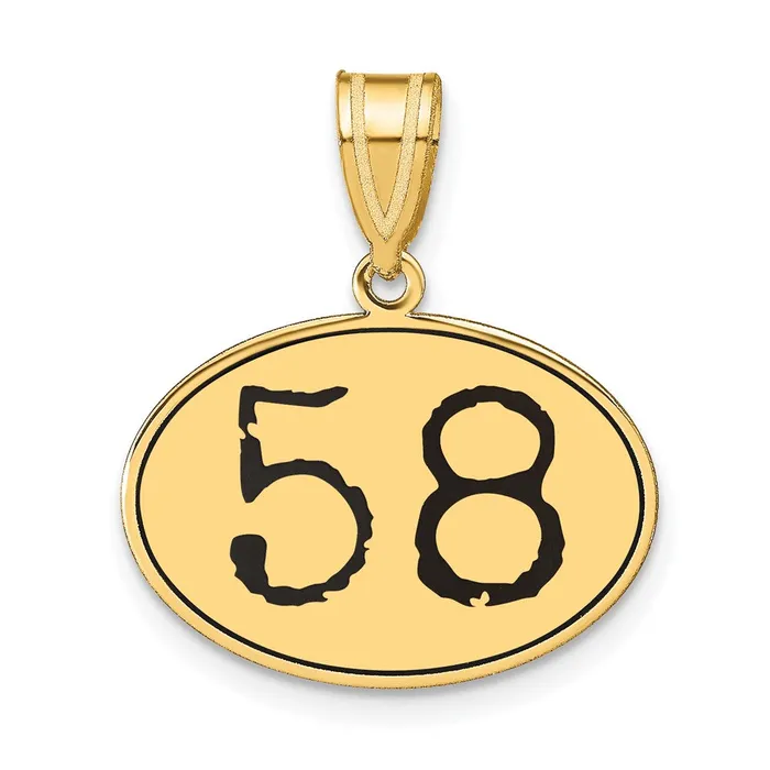 Goldia Necklaces 14k Yellow Gold Polished Number 58 Black Enamel Oval Pendant Goldia Necklaces 14k Yellow Gold Polished Number 58 Black Enamel Oval Pendant