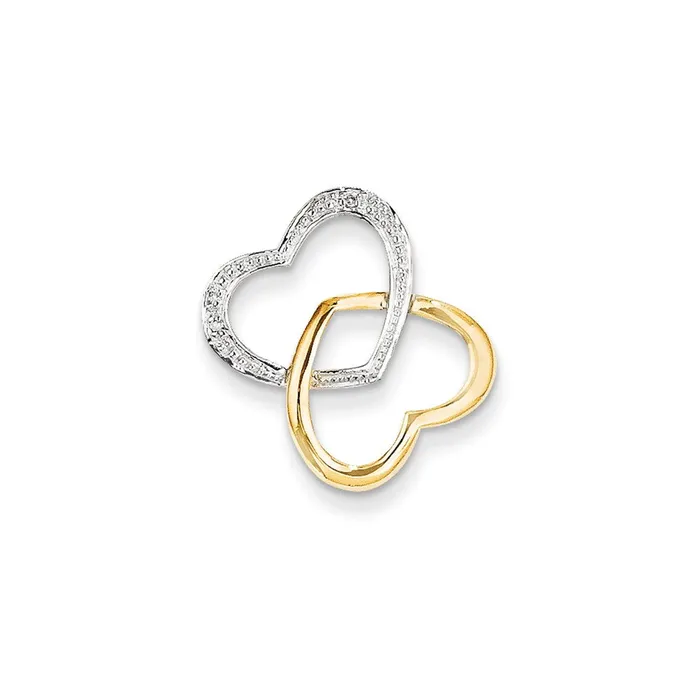 Goldia Necklaces 14K Yellow Gold Real Diamond Double Heart Slide Pendant