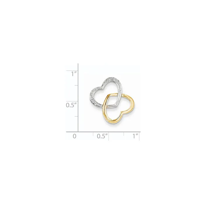Goldia Necklaces 14K Yellow Gold Real Diamond Double Heart Slide Pendant